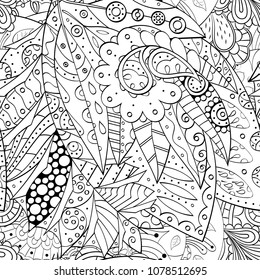 Tracery seamless pattern. Mehndi design. Ethnic monochrome binary doodle texture. Curved doodling black and white background. Vector