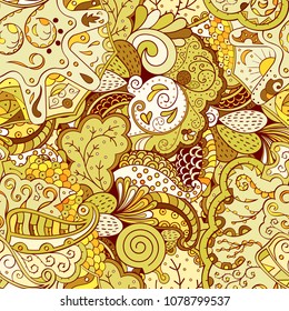 Tracery seamless pattern. Mehndi design. Ethnic colorful doodle texture. Curved doodling background. Vector