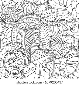 Tracery seamless pattern. Mehndi design. Ethnic monochrome binary doodle texture. Curved doodling black and white background. Vector