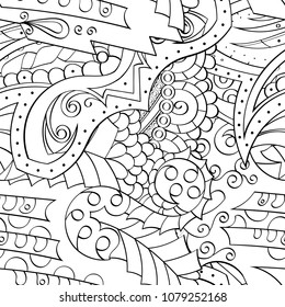 Tracery seamless pattern. Mehndi design. Ethnic monochrome binary doodle texture. Curved doodling black and white background. Vector