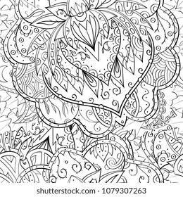 Tracery seamless pattern. Mehndi design. Ethnic monochrome binary doodle texture. Curved doodling black and white background. Vector