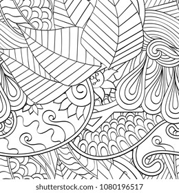 Tracery seamless pattern. Mehndi design. Ethnic monochrome binary doodle texture. Curved doodling black and white background. Vector