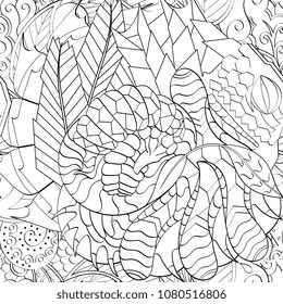 Tracery seamless pattern. Mehndi design. Ethnic monochrome binary doodle texture. Curved doodling black and white background. Vector