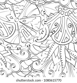 Tracery seamless pattern. Mehndi design. Ethnic monochrome binary doodle texture. Curved doodling black and white background. Vector