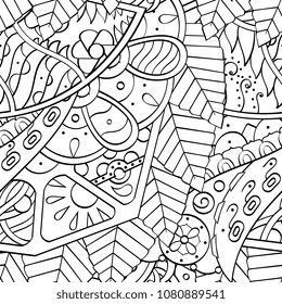 Tracery seamless pattern. Mehndi design. Ethnic monochrome binary doodle texture. Curved doodling black and white background. Vector