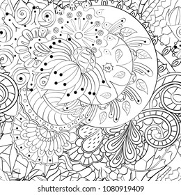 Tracery seamless pattern. Mehndi design. Ethnic monochrome binary doodle texture. Curved doodling black and white background. Vector