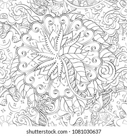 Tracery seamless pattern. Mehndi design. Ethnic monochrome binary doodle texture. Curved doodling black and white background. Vector