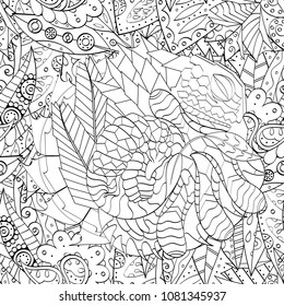 Tracery seamless pattern. Mehndi design. Ethnic monochrome binary doodle texture. Curved doodling black and white background. Vector
