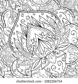 Tracery seamless pattern. Mehndi design. Ethnic monochrome binary doodle texture. Curved doodling black and white background. Vector