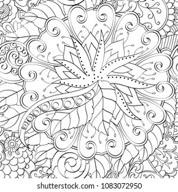 Tracery seamless pattern. Mehndi design. Ethnic monochrome binary doodle texture. Curved doodling black and white background. Vector