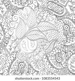 Tracery seamless pattern. Mehndi design. Ethnic monochrome binary doodle texture. Curved doodling black and white background. Vector