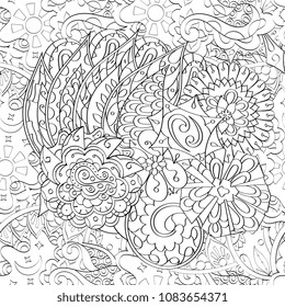 Tracery seamless pattern. Mehndi design. Ethnic monochrome binary doodle texture. Curved doodling black and white background. Vector