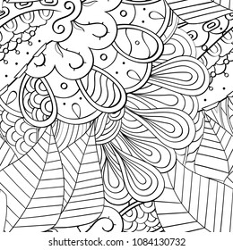 Tracery seamless pattern. Mehndi design. Ethnic monochrome binary doodle texture. Curved doodling black and white background. Vector