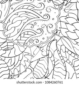 Tracery seamless pattern. Mehndi design. Ethnic monochrome binary doodle texture. Curved doodling black and white background. Vector