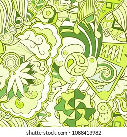 Tracery seamless pattern. Mehndi design. Ethnic colorful doodle texture. Curved doodling background. Vector