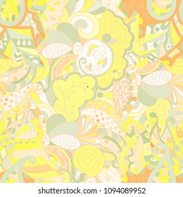Tracery seamless pattern. Mehndi design. Ethnic colorful doodle texture. Curved doodling background. Vector