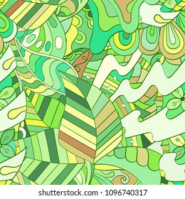 Tracery seamless pattern. Mehndi design. Ethnic colorful doodle texture. Curved doodling background. Vector