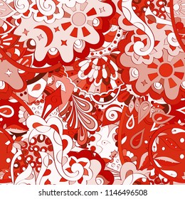 Tracery seamless pattern. Mehndi design. Ethnic colorful doodle texture. Curved doodling background. Vector
