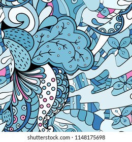 Tracery seamless pattern. Mehndi design. Ethnic colorful doodle texture. Curved doodling background. Vector