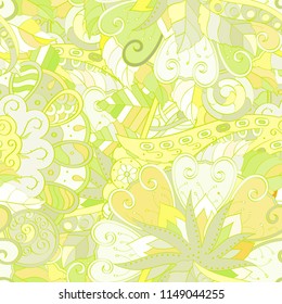Tracery seamless pattern. Mehndi design. Ethnic colorful doodle texture. Curved doodling background. Vector