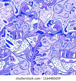 Tracery seamless pattern. Mehndi design. Ethnic colorful doodle texture. Curved doodling background. Vector