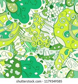 Tracery seamless pattern. Mehndi design. Ethnic colorful doodle texture. Curved doodling background. Vector