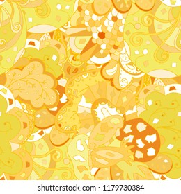 Tracery seamless pattern. Mehndi design. Ethnic colorful doodle texture. Curved doodling background. Vector