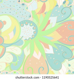 Tracery seamless pattern. Mehndi design. Ethnic colorful doodle texture. Curved doodling background. Vector