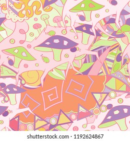 Tracery seamless pattern. Mehndi design. Ethnic colorful doodle texture. Curved doodling background. Vector