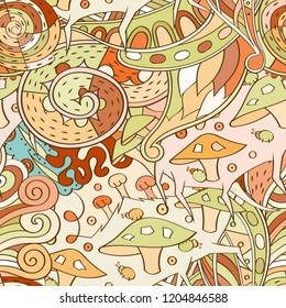 Tracery seamless pattern. Mehndi design. Ethnic colorful doodle texture. Curved doodling background. Vector
