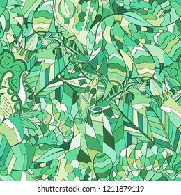 Tracery seamless pattern. Mehndi design. Ethnic colorful doodle texture. Curved doodling background. Vector