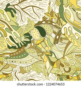Tracery seamless pattern. Mehndi design. Ethnic colorful doodle texture. Curved doodling background. Vector