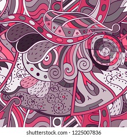 Tracery seamless pattern. Mehndi design. Ethnic colorful doodle texture. Curved doodling background. Vector