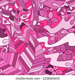 Tracery seamless pattern. Mehndi design. Ethnic colorful doodle texture. Curved doodling background. Vector