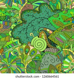 Tracery seamless pattern. Mehndi design. Ethnic colorful doodle texture. Curved doodling background. Vector