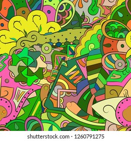 Tracery seamless pattern. Mehndi design. Ethnic colorful doodle texture. Curved doodling background. Vector