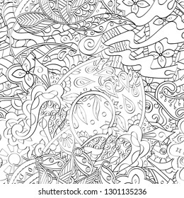Tracery seamless pattern. Mehndi design. Ethnic monochrome binary doodle texture. Curved doodling black and white background. Vector