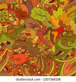 Tracery seamless pattern. Mehndi design. Ethnic colorful doodle texture. Curved doodling background. Vector