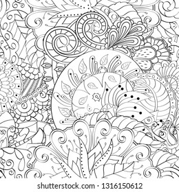 Tracery seamless pattern. Mehndi design. Ethnic monochrome binary doodle texture. Curved doodling black and white background. Vector