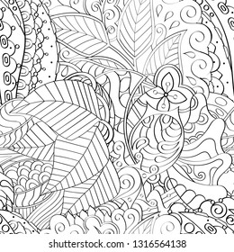 Tracery seamless pattern. Mehndi design. Ethnic monochrome binary doodle texture. Curved doodling black and white background. Vector