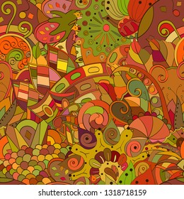 Tracery seamless pattern. Mehndi design. Ethnic colorful doodle texture. Curved doodling background. Vector