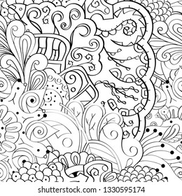 Tracery seamless pattern. Mehndi design. Ethnic monochrome binary doodle texture. Curved doodling black and white background. Vector