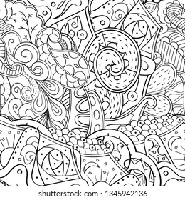 Tracery seamless pattern. Mehndi design. Ethnic monochrome binary doodle texture. Curved doodling black and white background. Vector