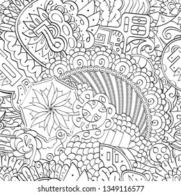 Tracery seamless pattern. Mehndi design. Ethnic monochrome binary doodle texture. Curved doodling black and white background. Vector