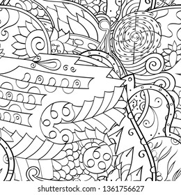 Tracery seamless pattern. Mehndi design. Ethnic monochrome binary doodle texture. Curved doodling black and white background. Vector