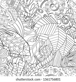 Tracery seamless pattern. Mehndi design. Ethnic monochrome binary doodle texture. Curved doodling black and white background. Vector