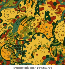 Tracery seamless pattern. Mehndi design. Ethnic colorful doodle texture. Curved doodling background. Vector