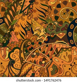 Tracery seamless pattern. Mehndi design. Ethnic colorful doodle texture. Curved doodling background. Vector