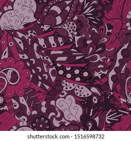 Tracery seamless pattern. Mehndi design. Ethnic colorful doodle texture. Curved doodling background. Vector