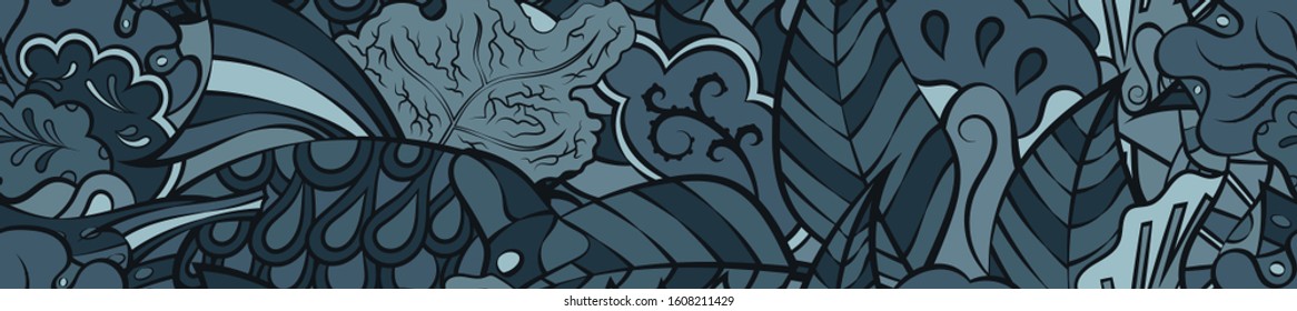 Tracery seamless pattern. Mehndi design. Ethnic colorful doodle texture. Curved doodling background. Vector